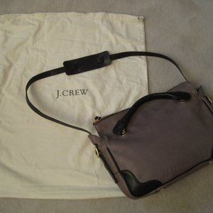 J CREW Kirtley Leather Tote Messenger Bag Gray & Black, Like New - ORIG $278